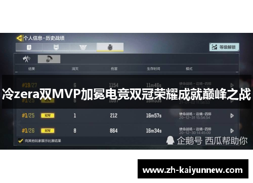 冷zera双MVP加冕电竞双冠荣耀成就巅峰之战
